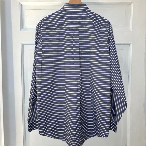 Brooks Brothers Navy Blue Stripped Non iron Men L Button Down Shirt Long Sleeve - Picture 6 of 7